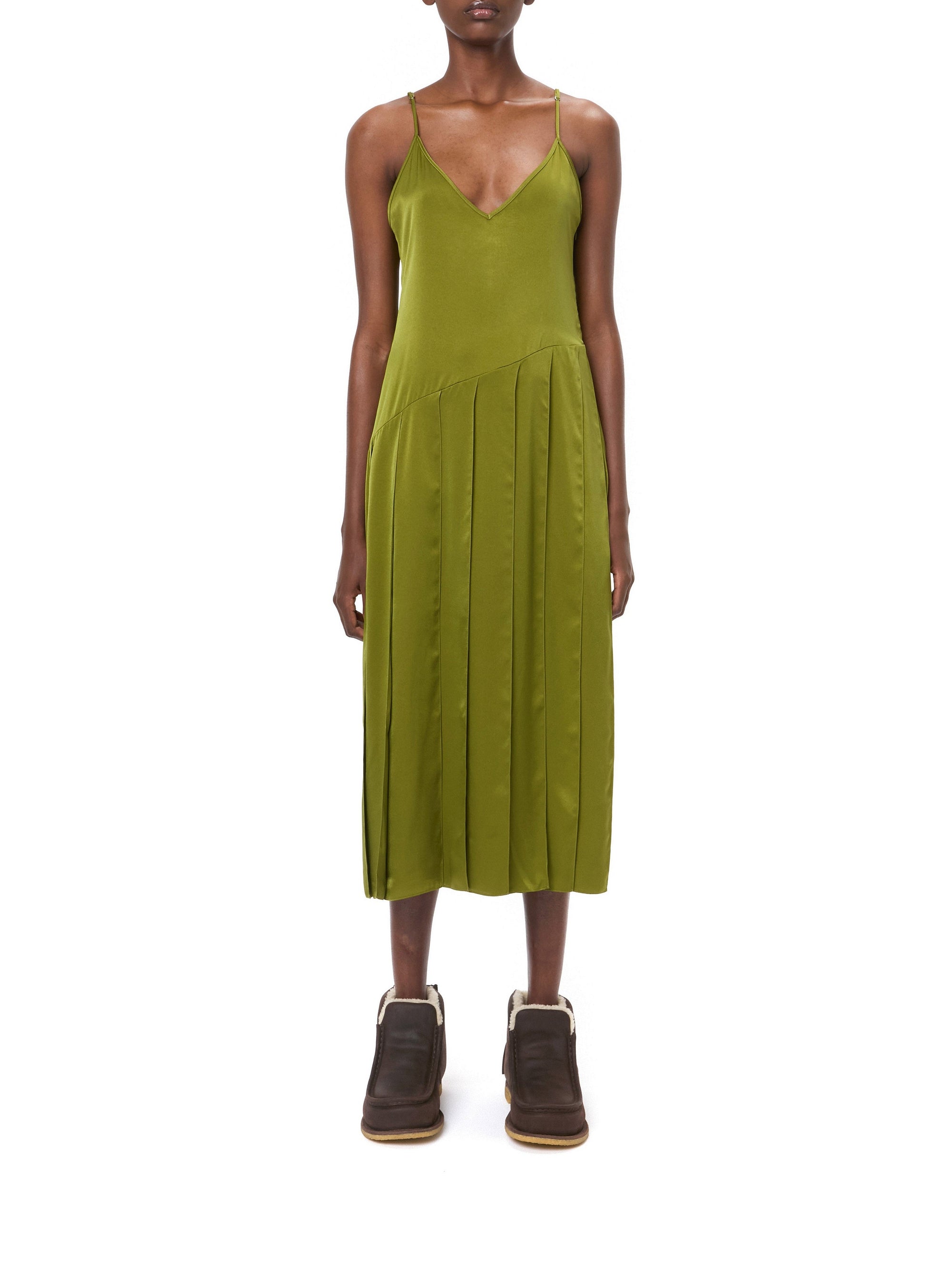 Robe à bretelles et ourlet ruban - Bright Olive