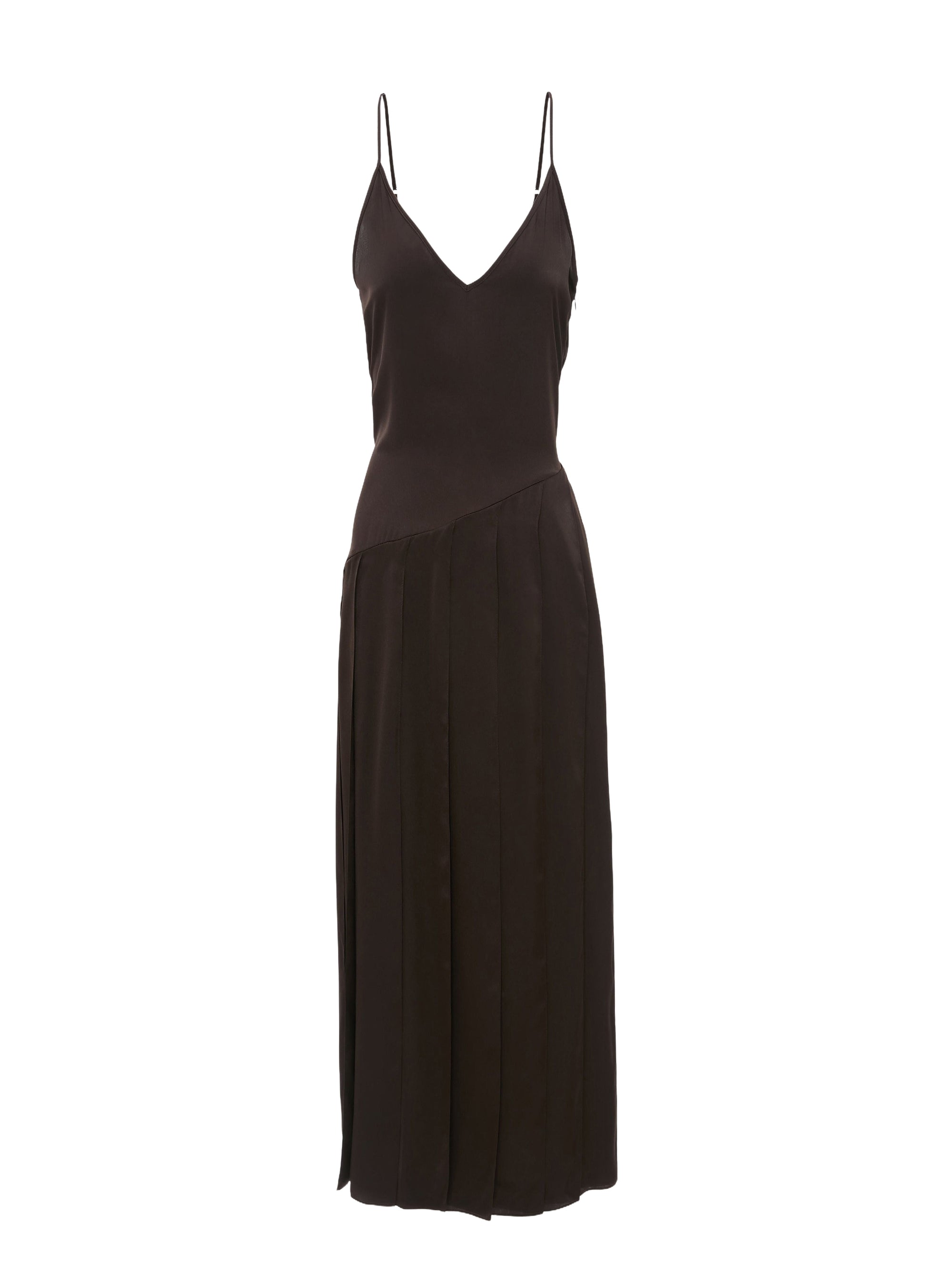Robe longue à bretelles et ourlet ruban - Chocolate Brown