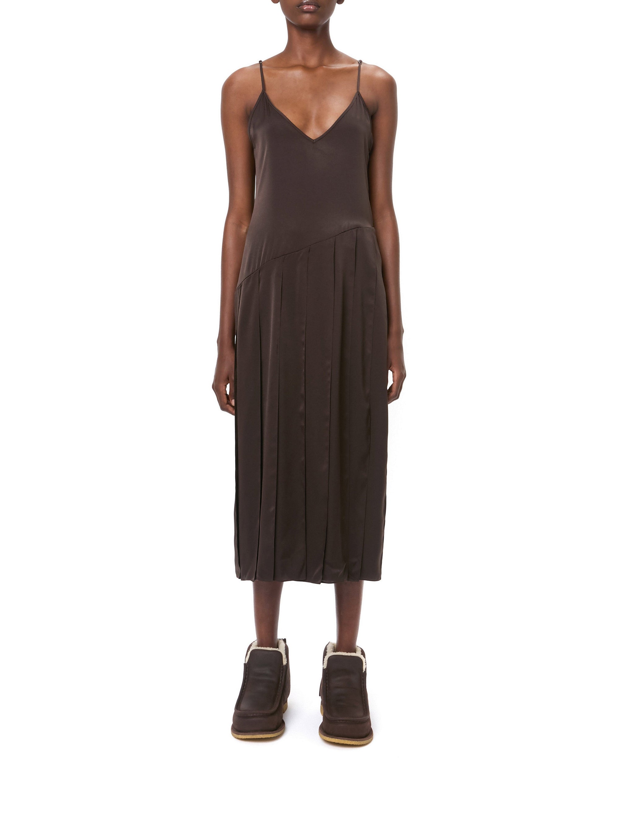 Robe à bretelles et ourlet ruban - Chocolate Brown