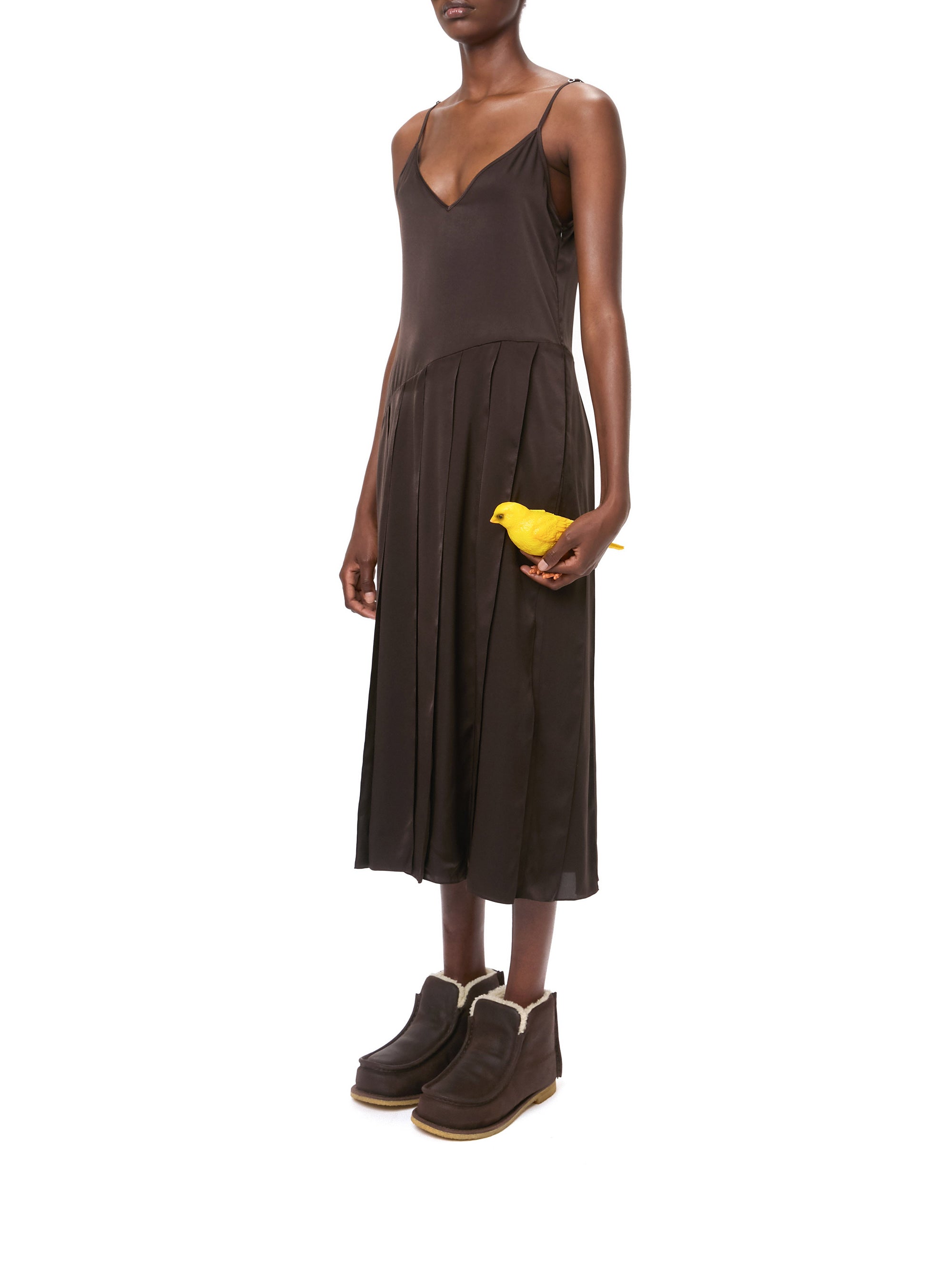 Robe à bretelles et ourlet ruban - Chocolate Brown