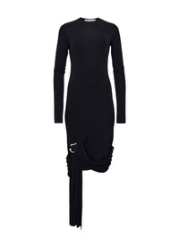 Robe À Manches Longues Et Ourlet Drapé - Black