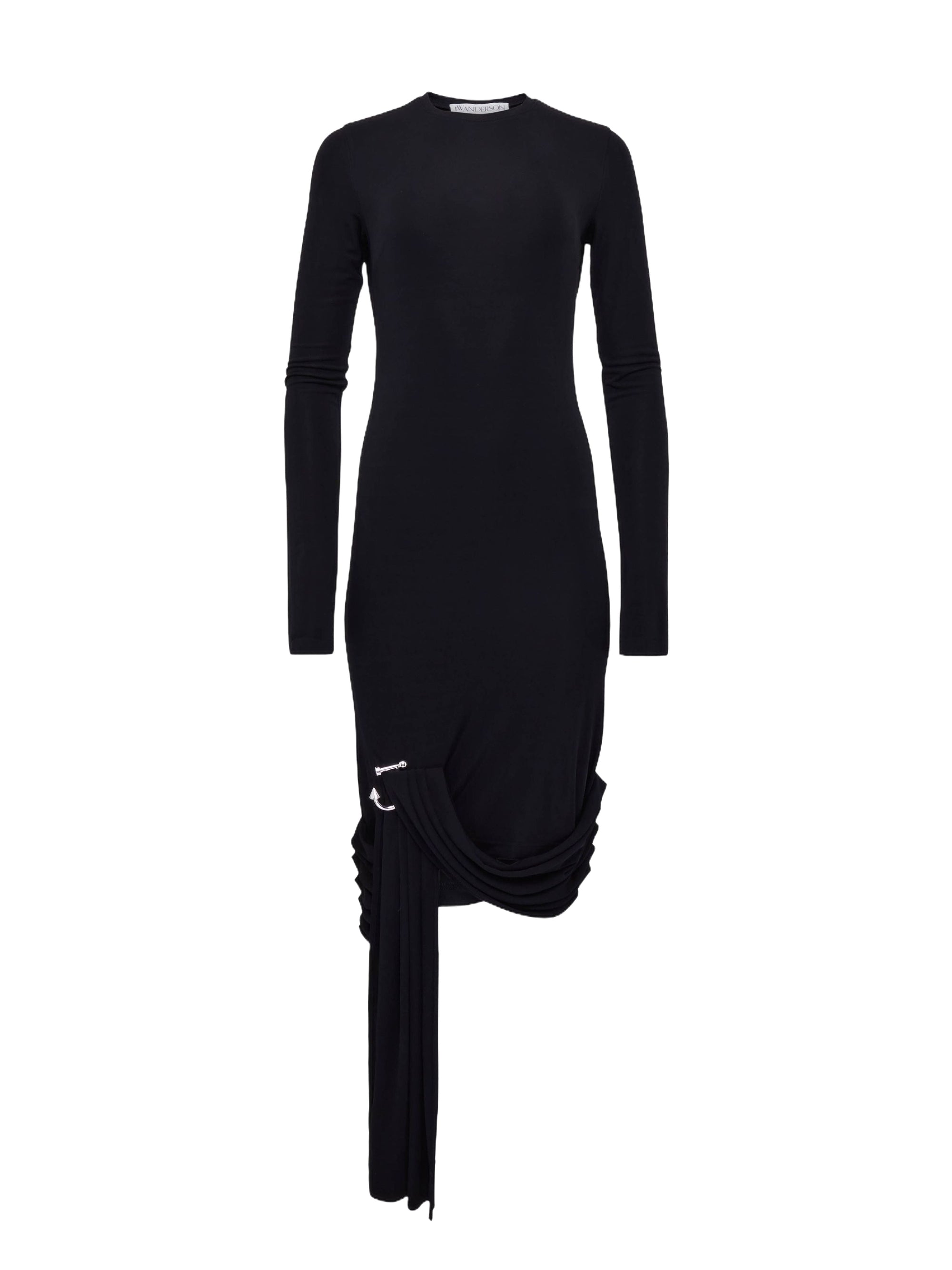 Robe À Manches Longues Et Ourlet Drapé - Black