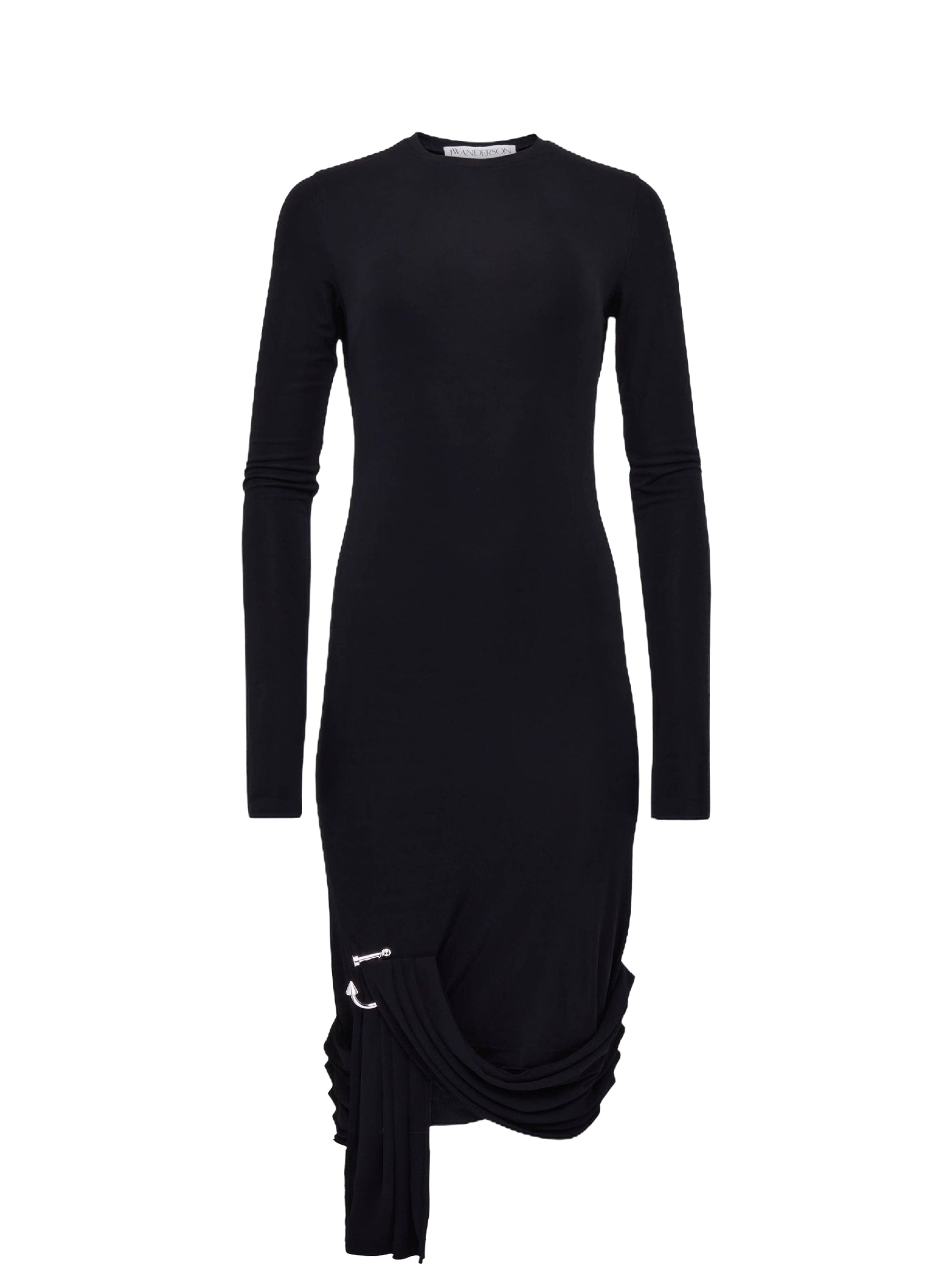 Robe courte drapée à manches longues - Black