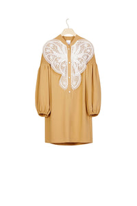 Lace bib dress - Sand