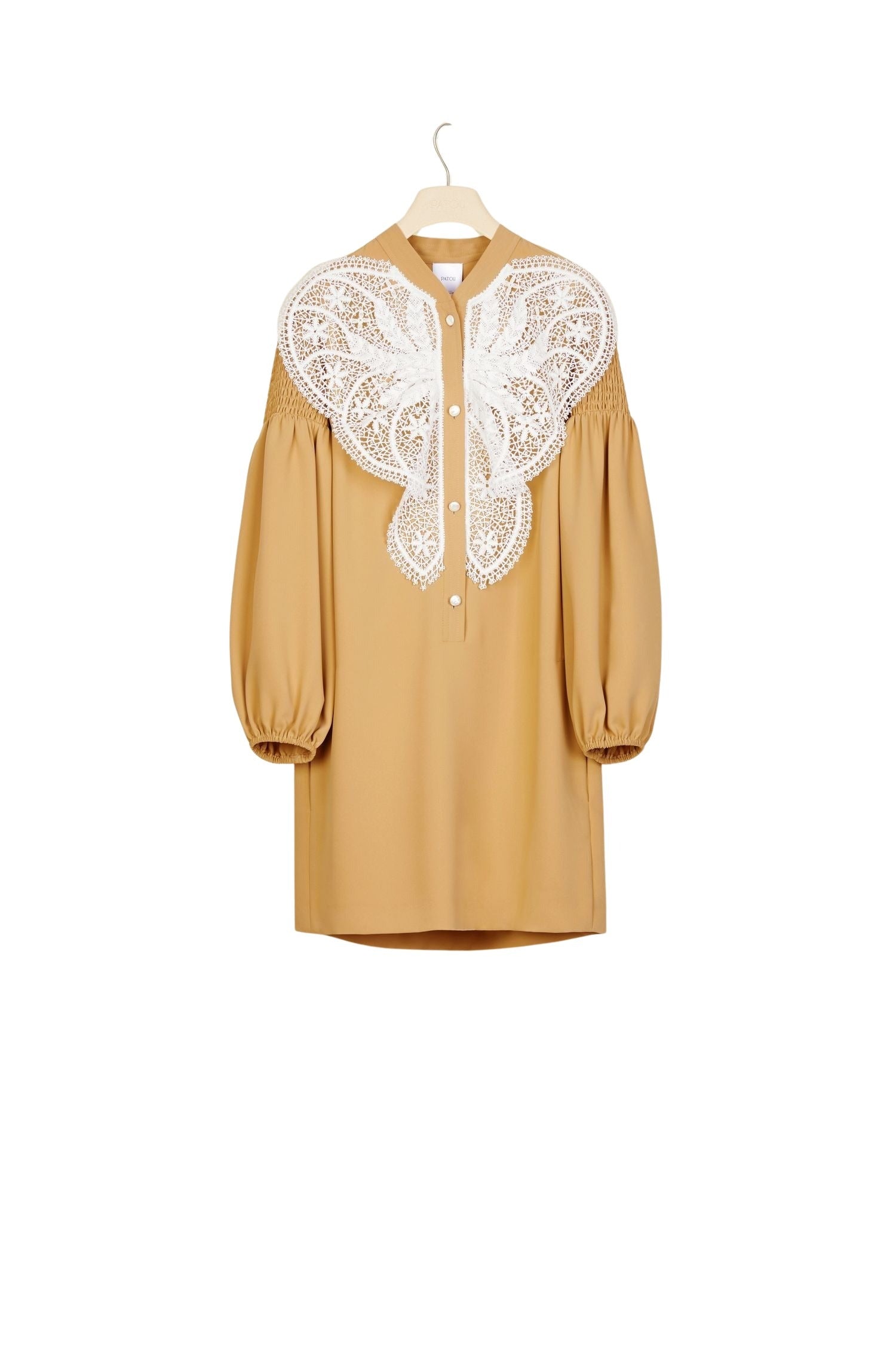 Robe à plastron en dentelle - Sable