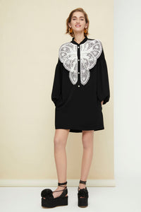 Lace bib dress - Black