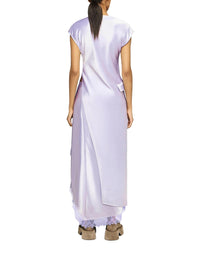 Robe À Volants Asymétrique Avec Bordure En Dentelle - Lilac