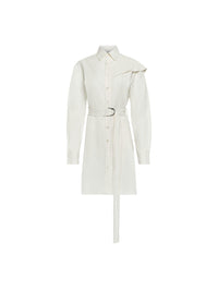Robe Chemise À Cape Et Drapé Sur Les Épaules - Off White