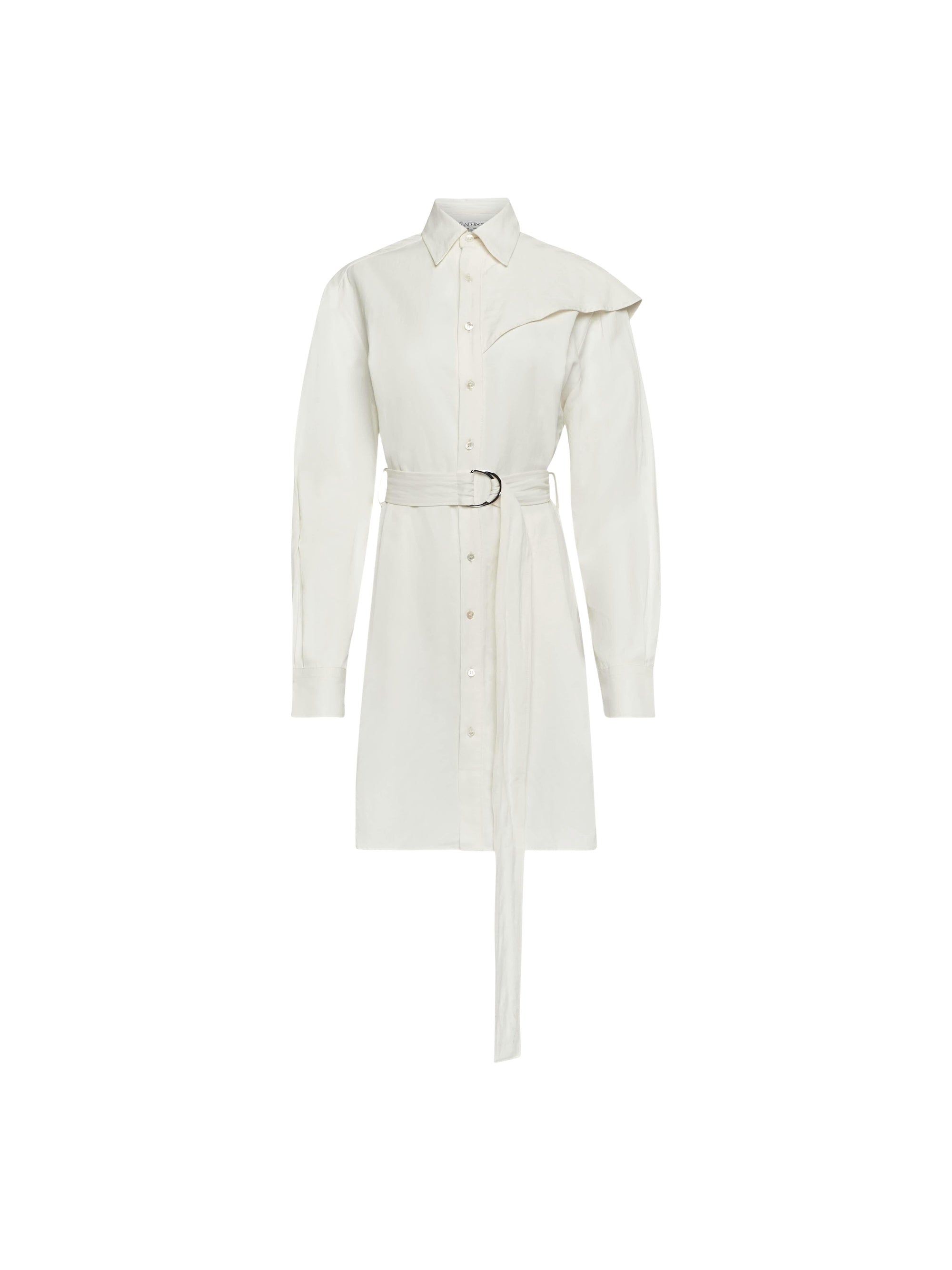 Robe Chemise À Cape Et Drapé Sur Les Épaules - Off White
