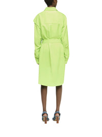 Robe Chemise À Cape Et Drapé Sur Les Épaules - Lime