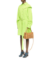 Robe Chemise À Cape Et Drapé Sur Les Épaules - Lime