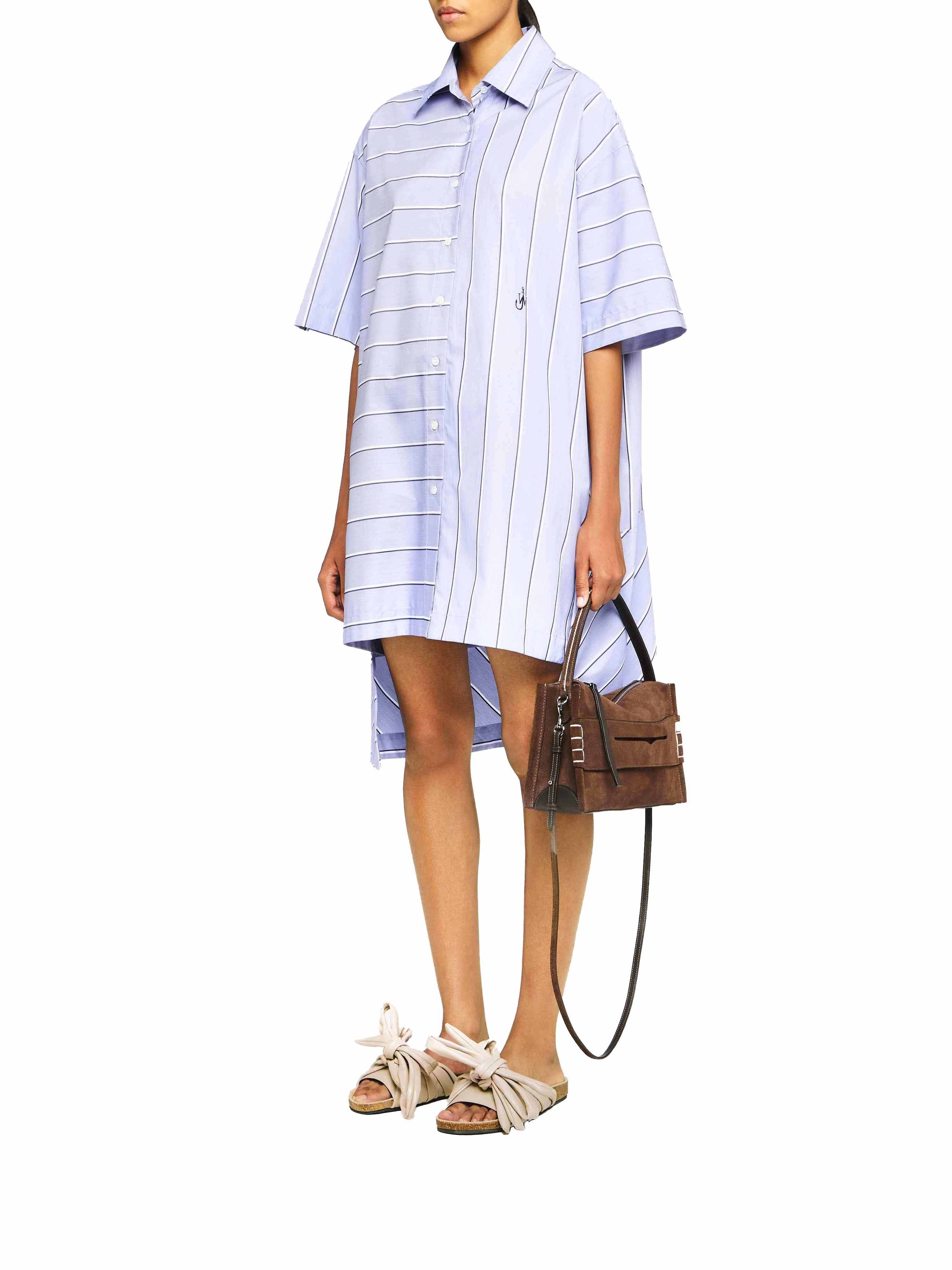 Robe Chemise À Manches Courtes Et Ourlet Échalonné - Glacier Blue