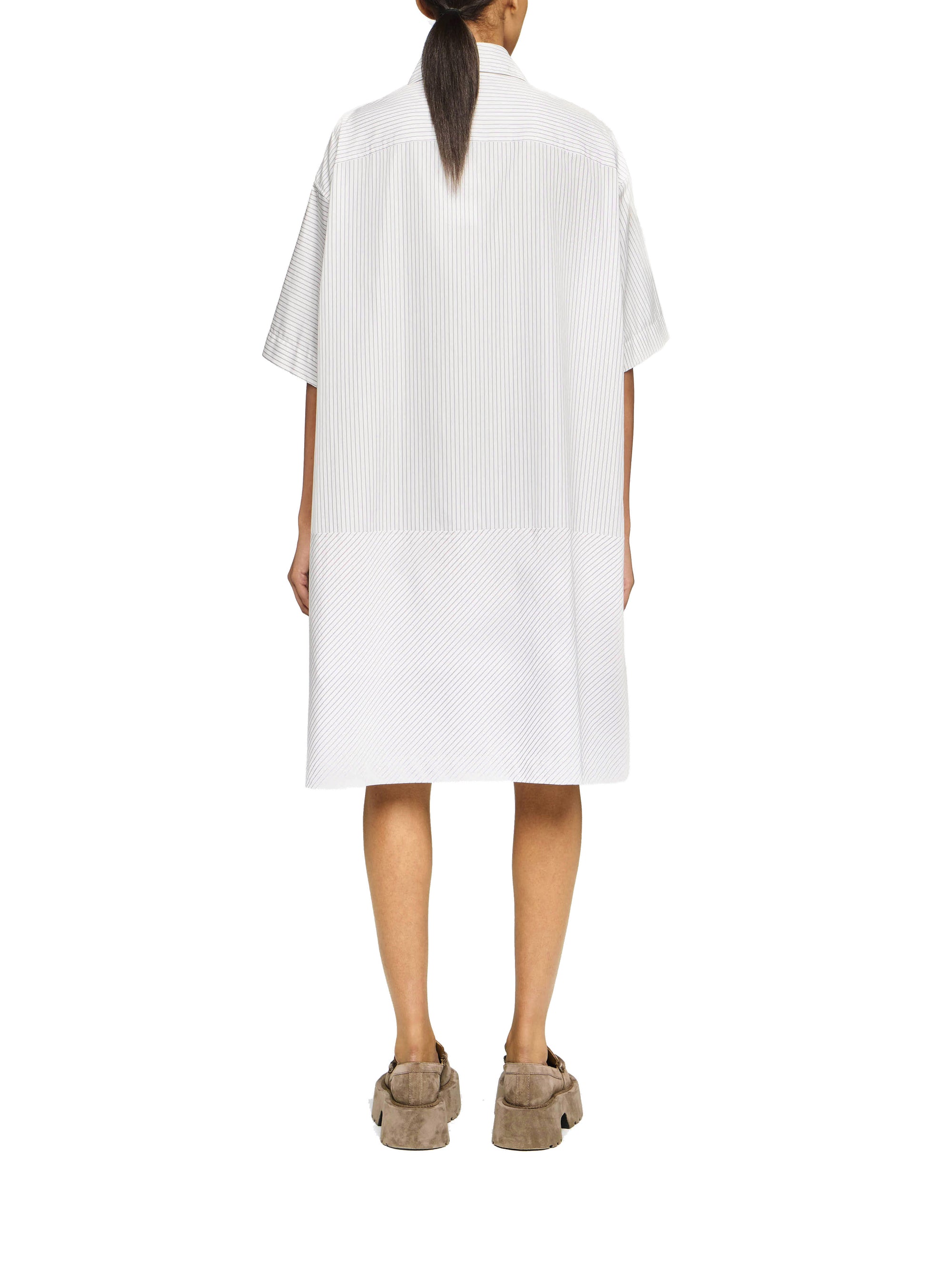 Robe Chemise À Manches Courtes Et Ourlet Échalonné - Grey/White