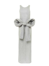 Robe longue drapée sans manches - Light Grey