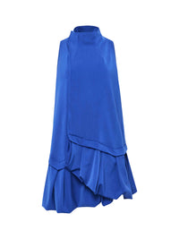 Robe courte à ourlet volanté en laine mélangée - Sapphire Blue