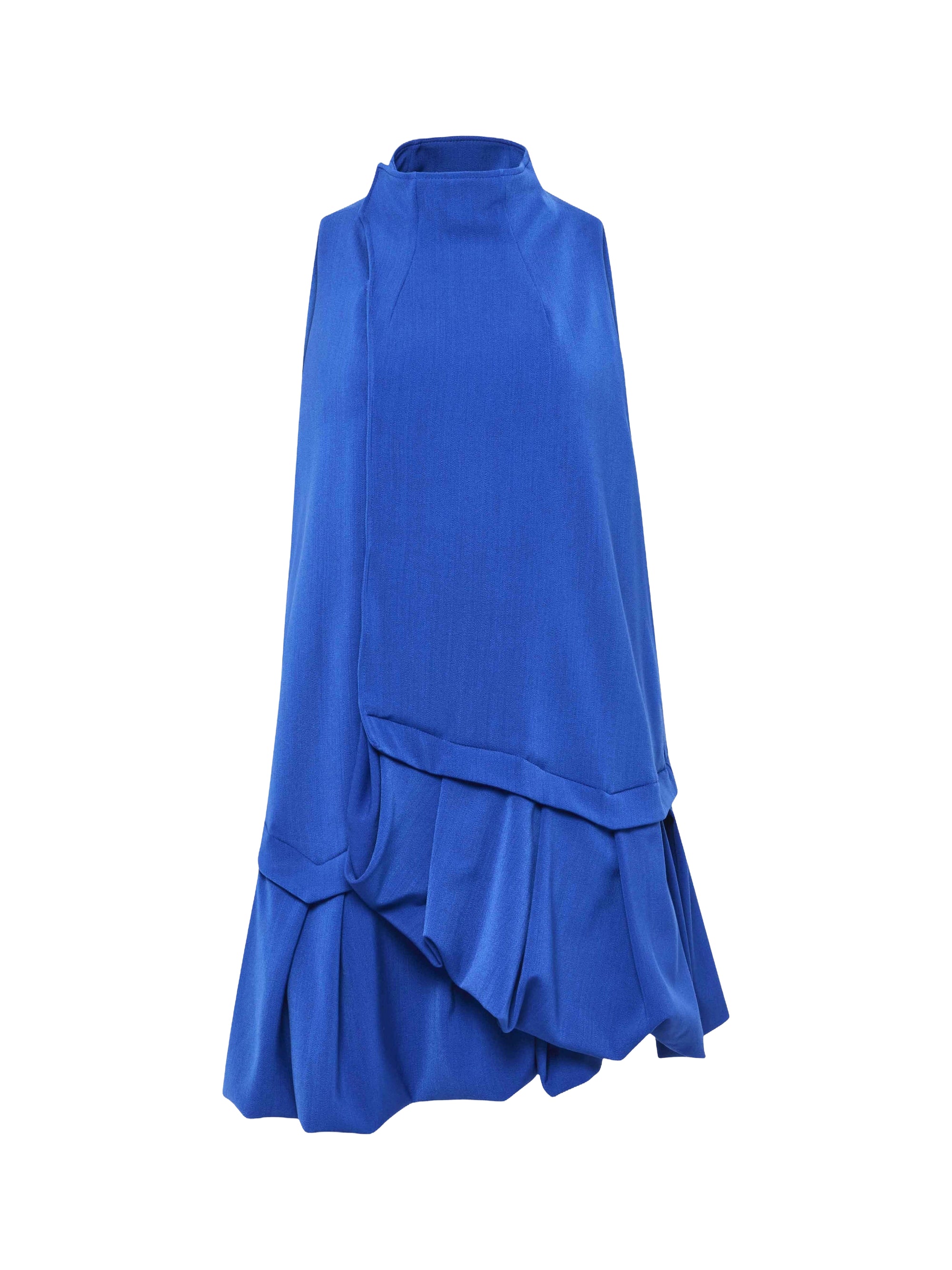 Robe courte à ourlet volanté en laine mélangée - Sapphire Blue