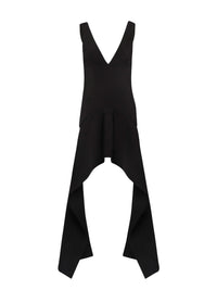 Robe Mini À Col En V Et Ourlet Drapé - Black