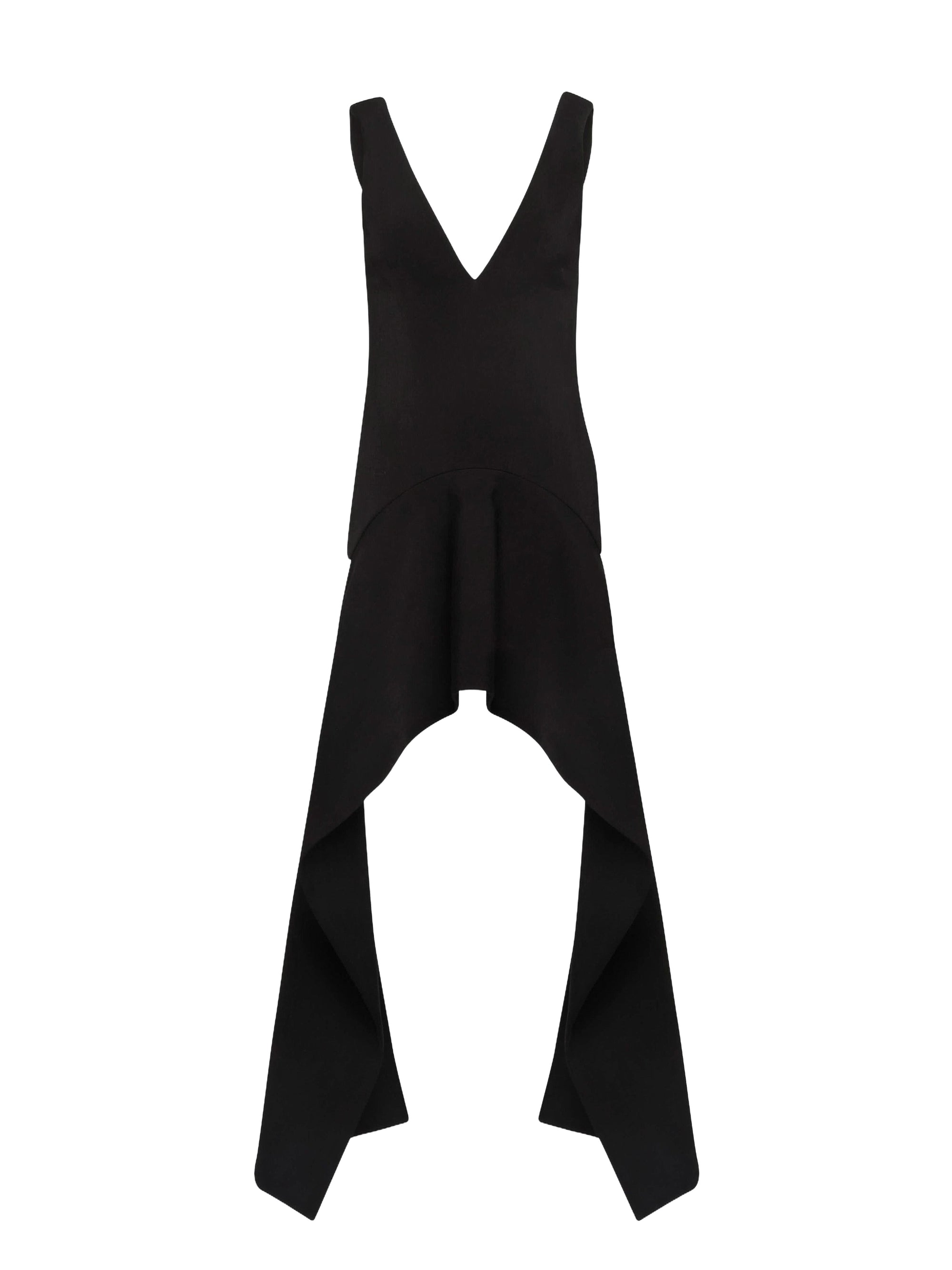 Robe Mini À Col En V Et Ourlet Drapé - Black