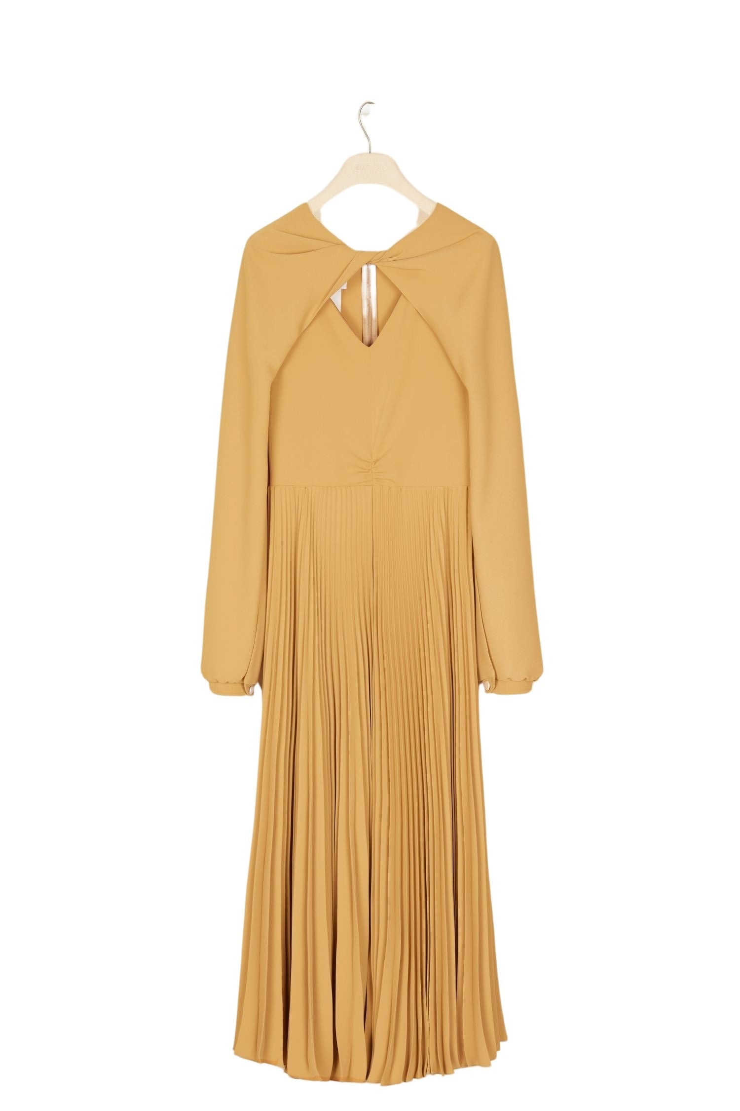 Robe midi plissée à col twist - Sable