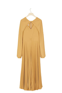 Robe midi plissée à col twist - Sable