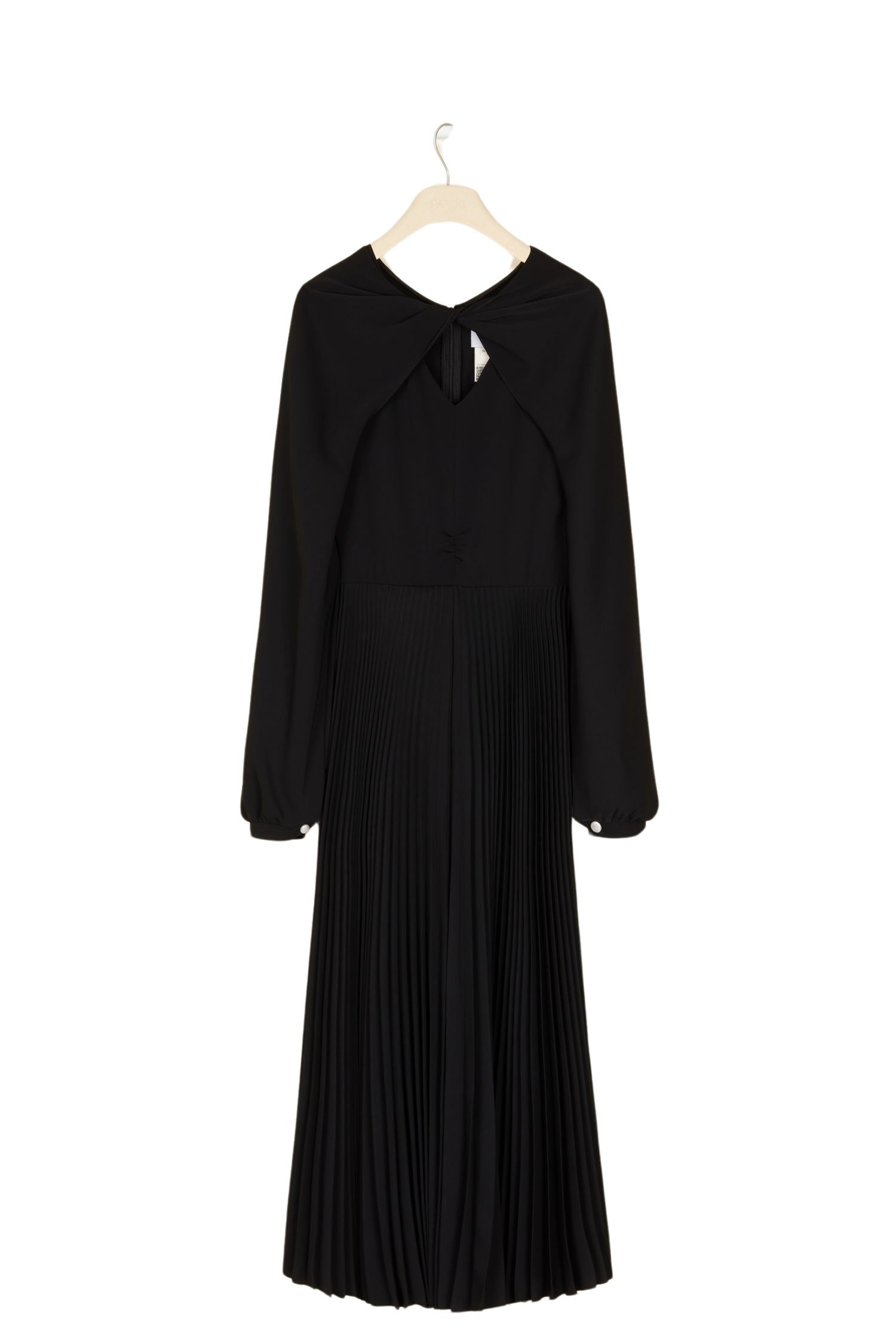 Robe midi plissée à col twist - Noir