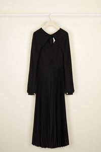 Robe midi plissée à col twist - Noir