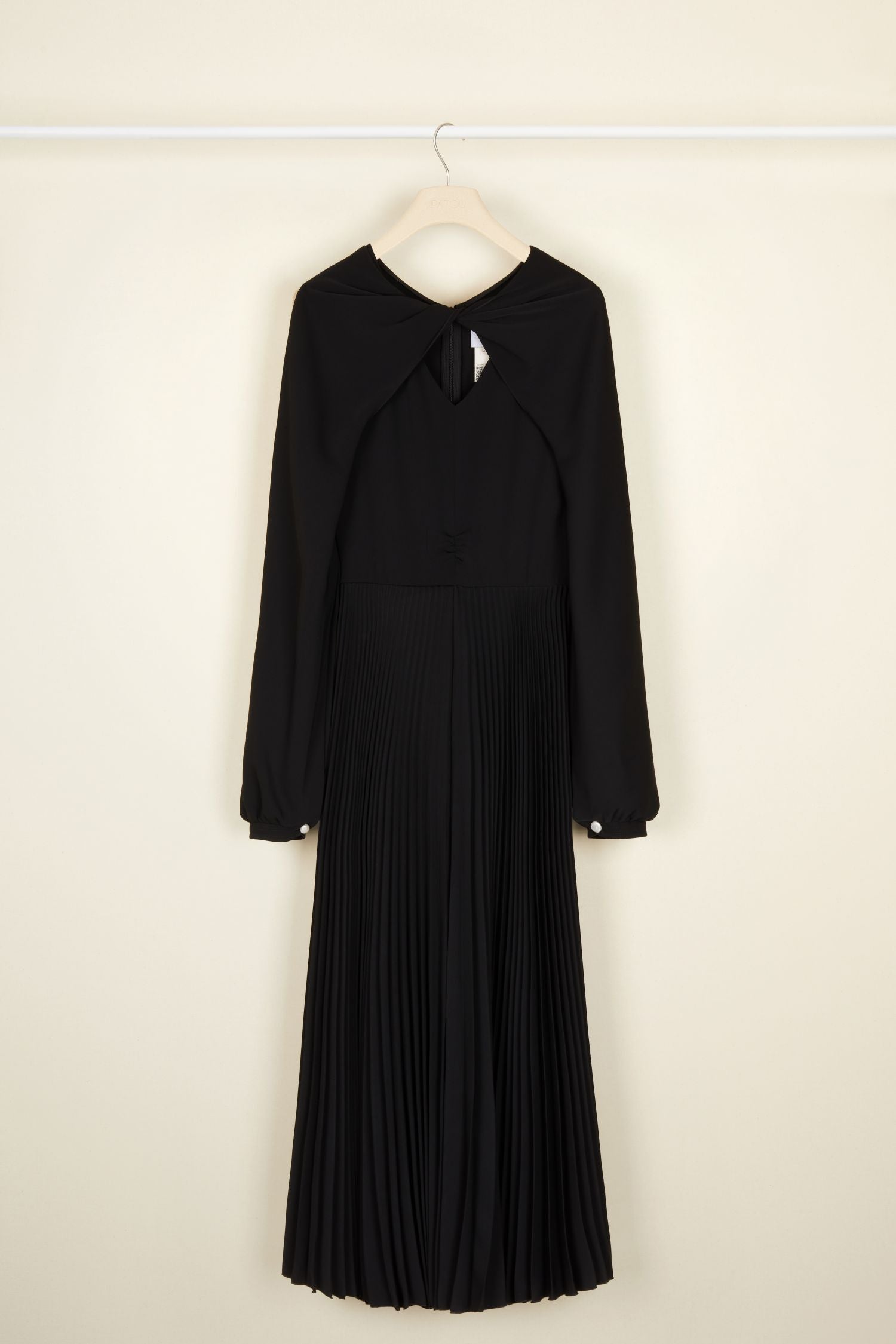 Robe midi plissée à col twist - Noir