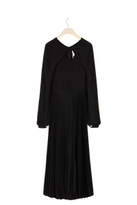 Robe midi plissée à col twist - Noir