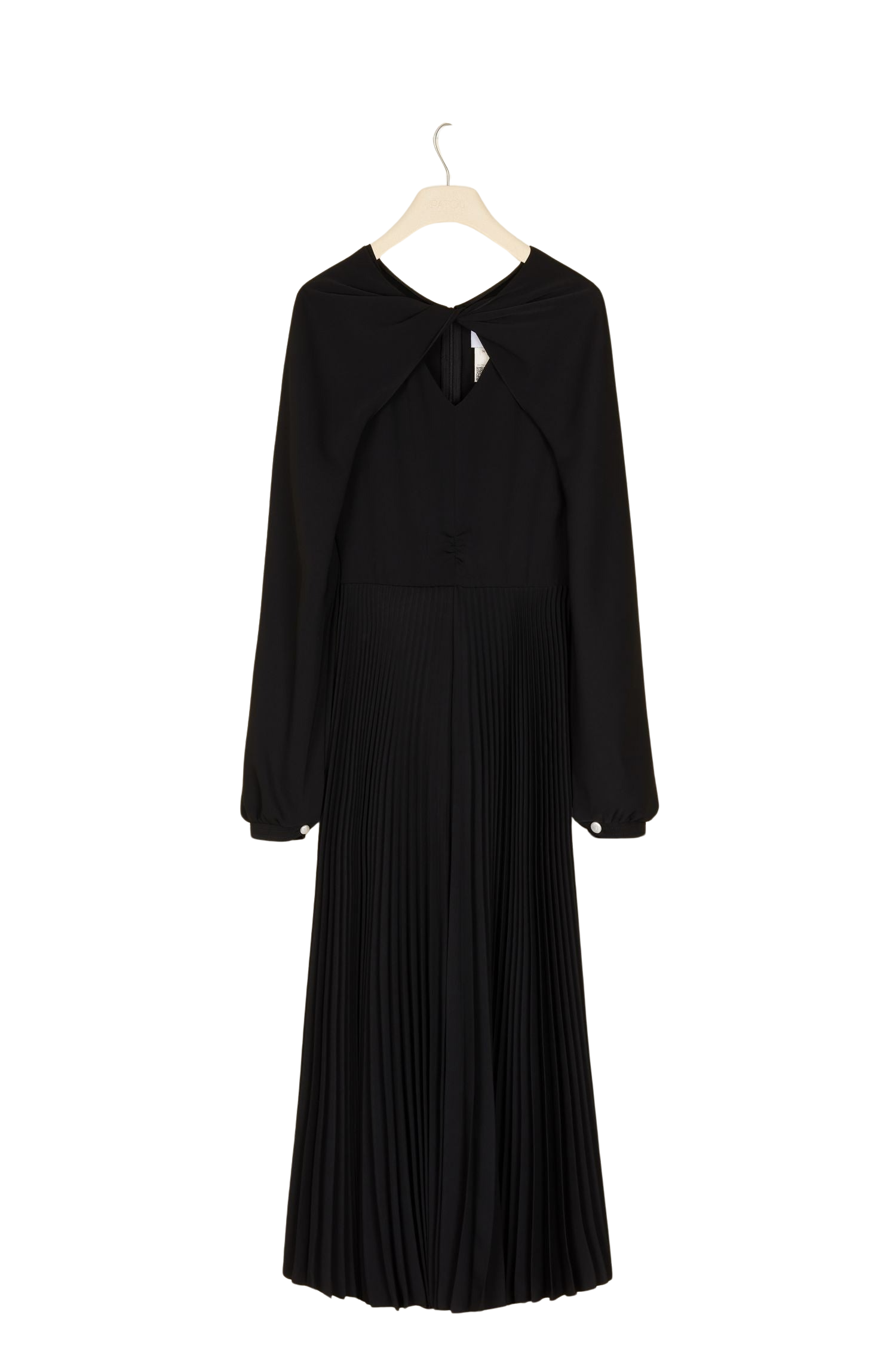 Robe midi plissée à col twist - Noir