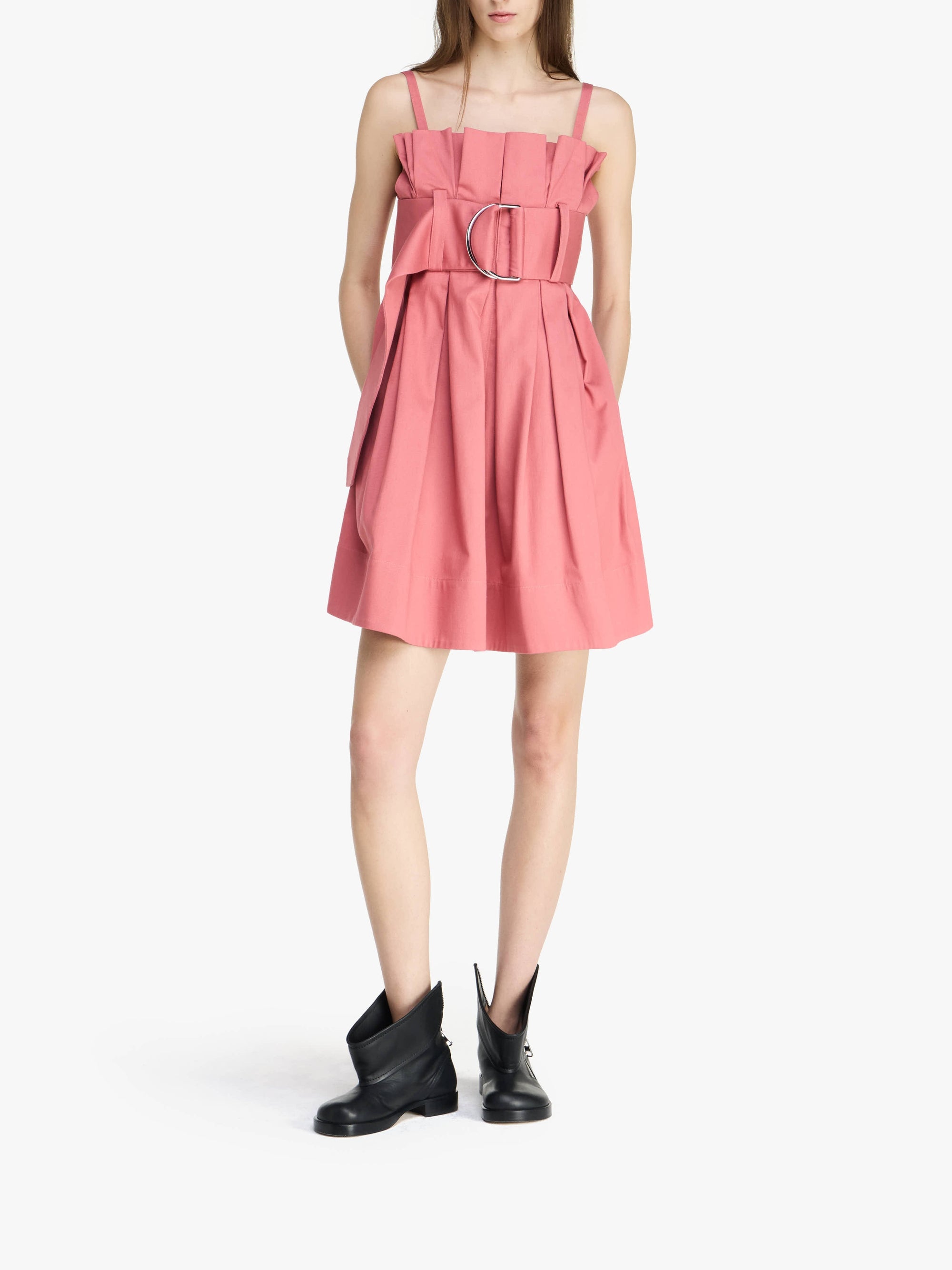 Mini-Robe À Plis Et Anneaux En D - Rose Pink