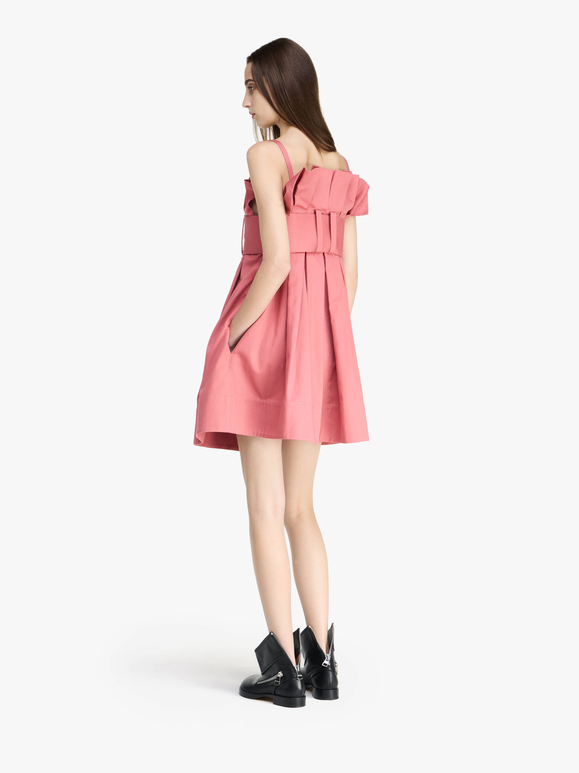 Mini-Robe À Plis Et Anneaux En D - Rose Pink