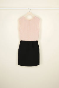 Two-tone short dress with twist collar - Pink and Black