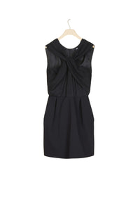 Short dress with twist collar - Black