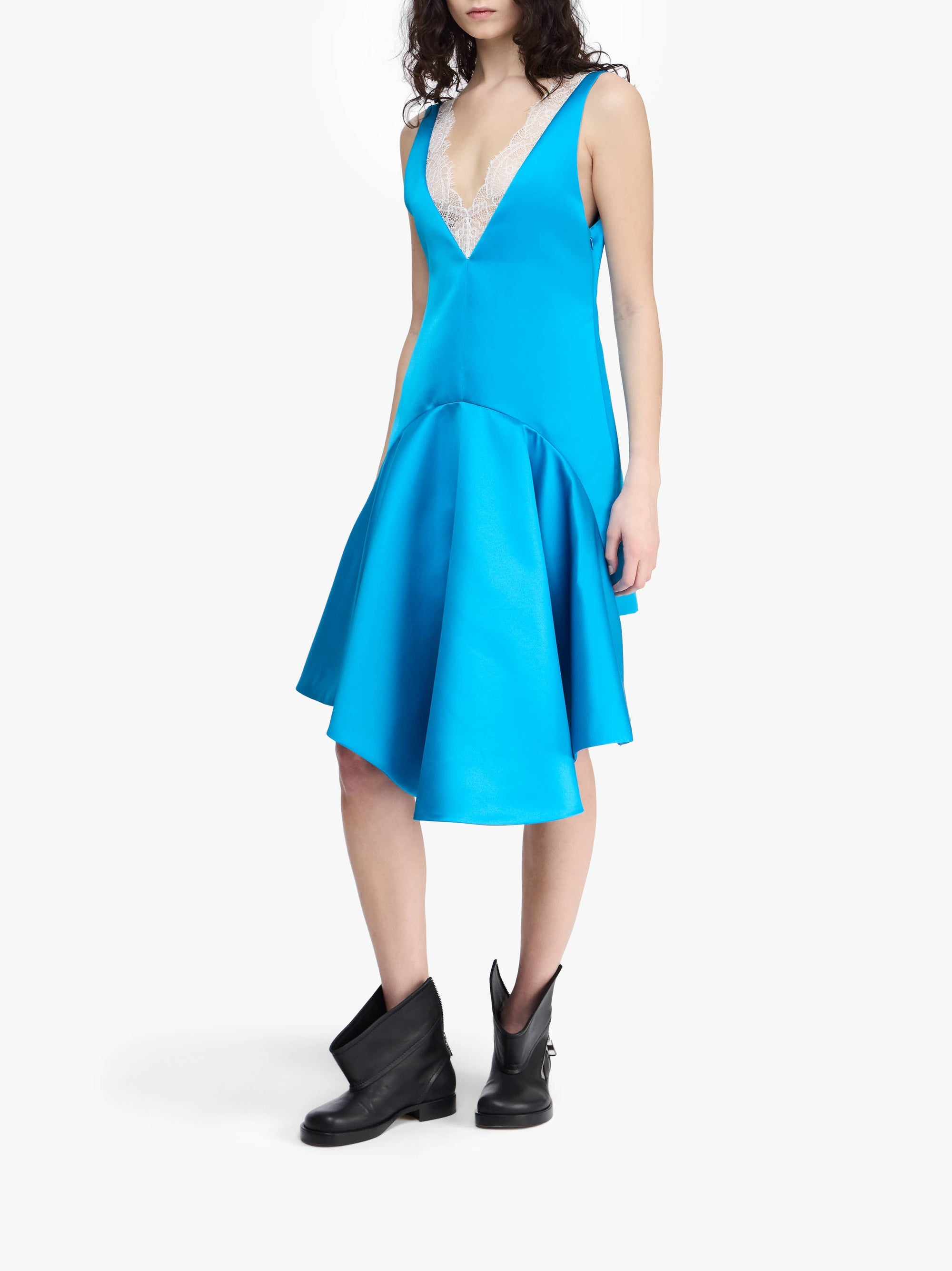 Robe À Col En V Et Ourlet Drapé - Blue Jade