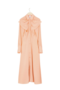 Robe midi à col nœud en soie - Corail