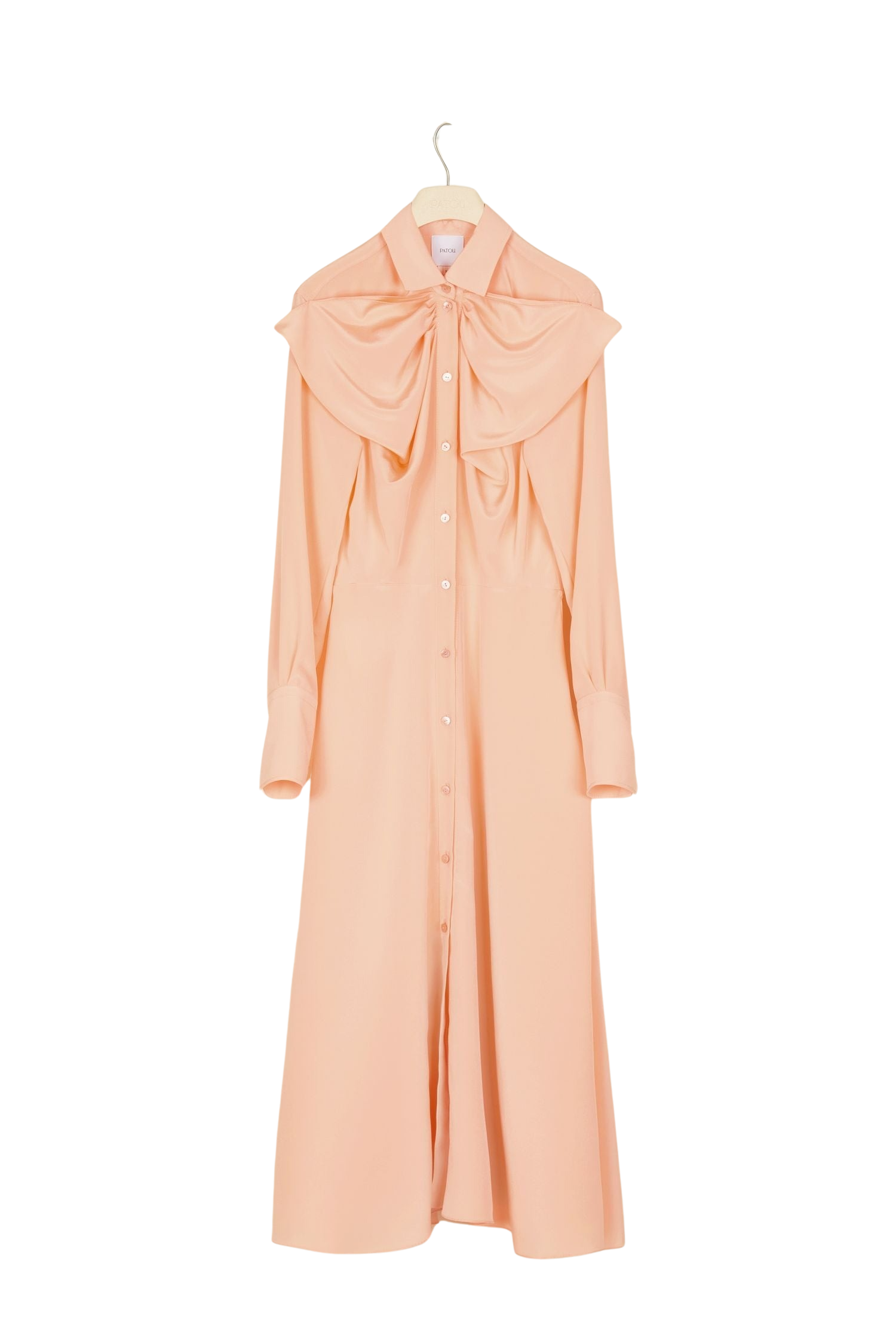 Robe midi à col nœud en soie - Corail