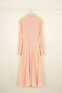 Silk bow-neck midi dress - Coral
