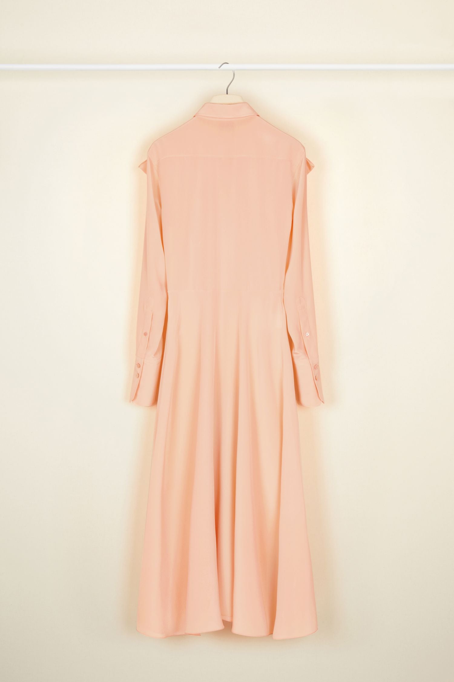 Silk bow-neck midi dress - Coral