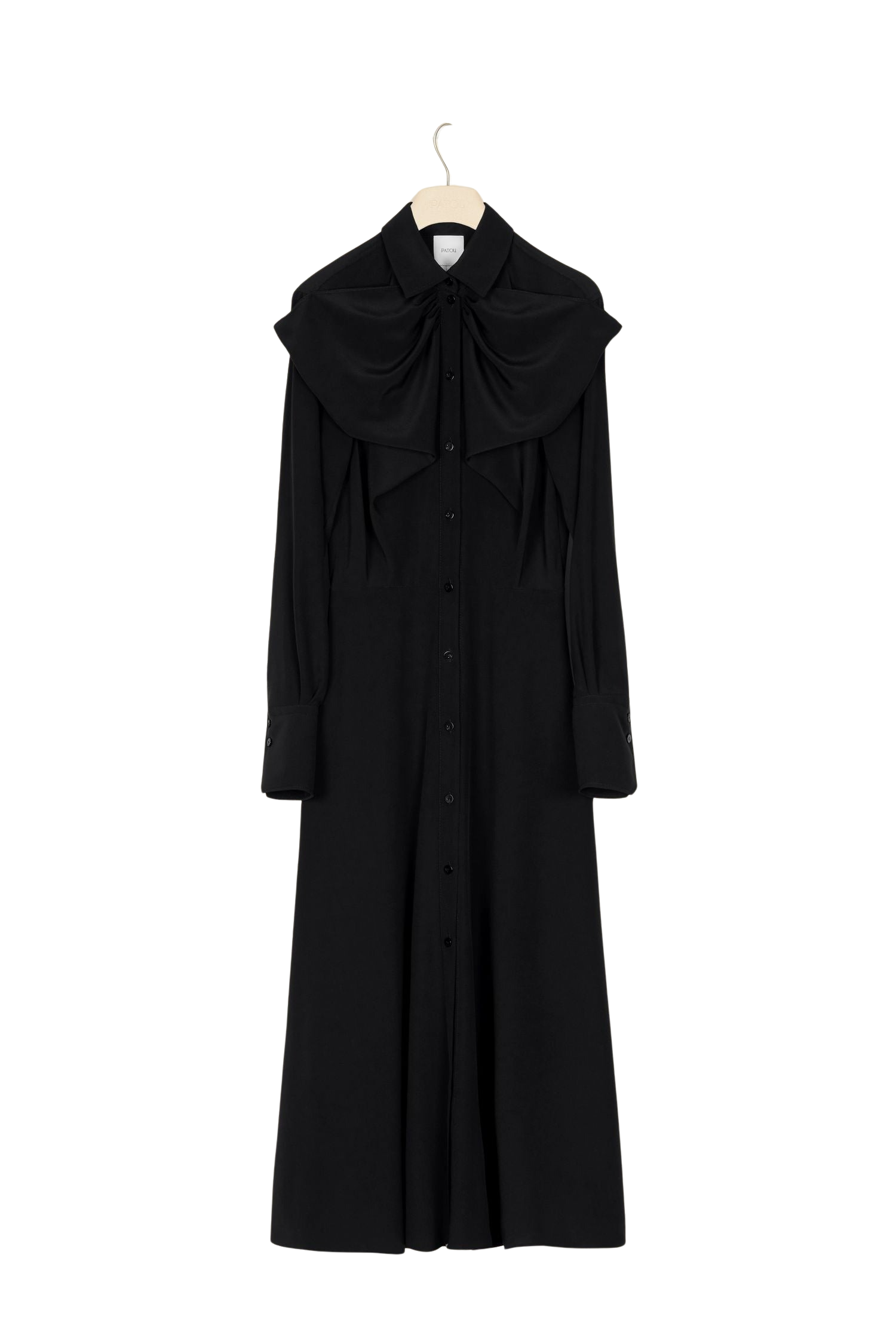 Robe midi à col nœud en soie - Noir