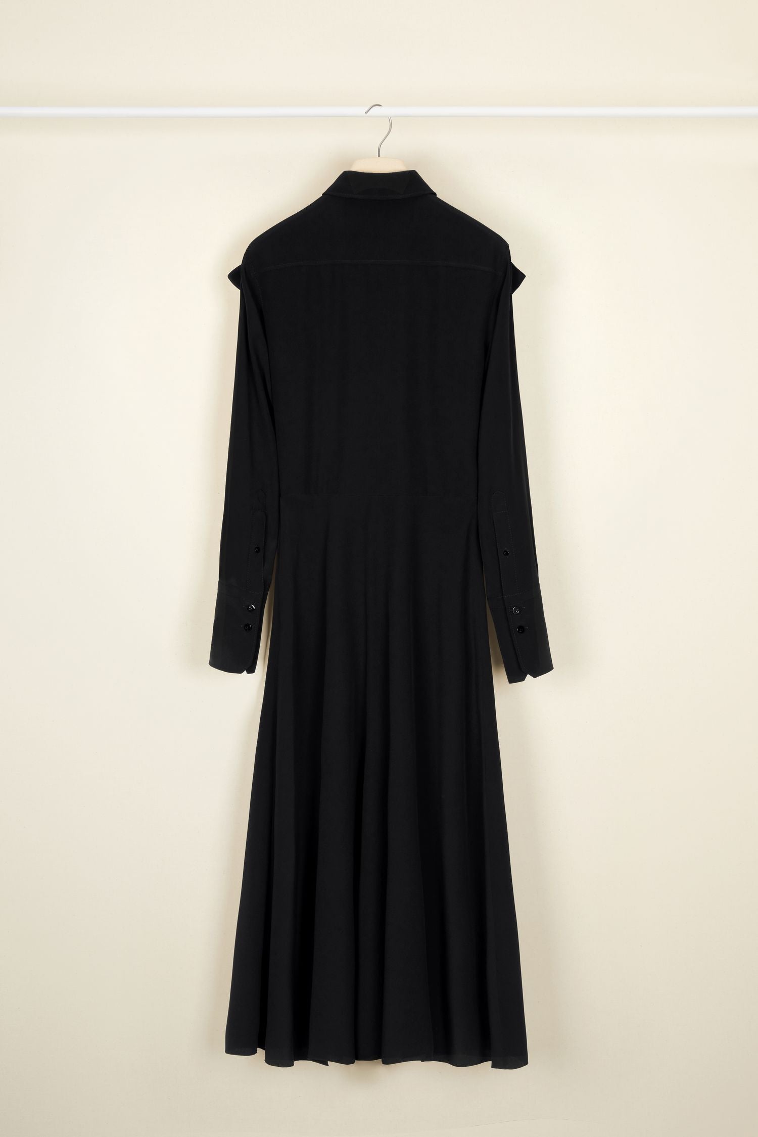 Robe midi à col nœud en soie - Noir