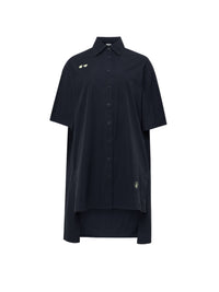 Robe Chemise À Manches Courtes Et Ourlet Échalonné - Washed Black