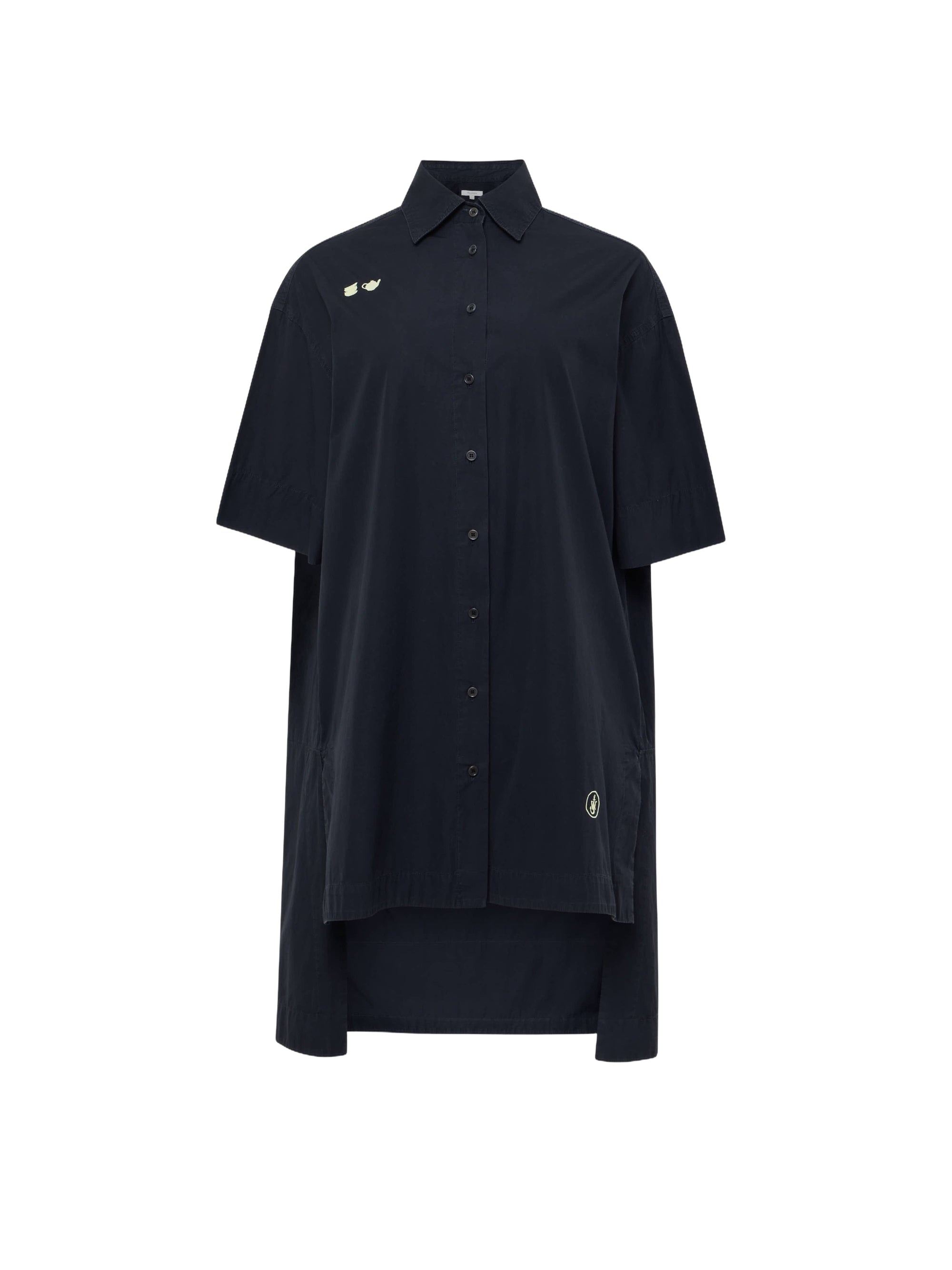 Robe Chemise À Manches Courtes Et Ourlet Échalonné - Washed Black