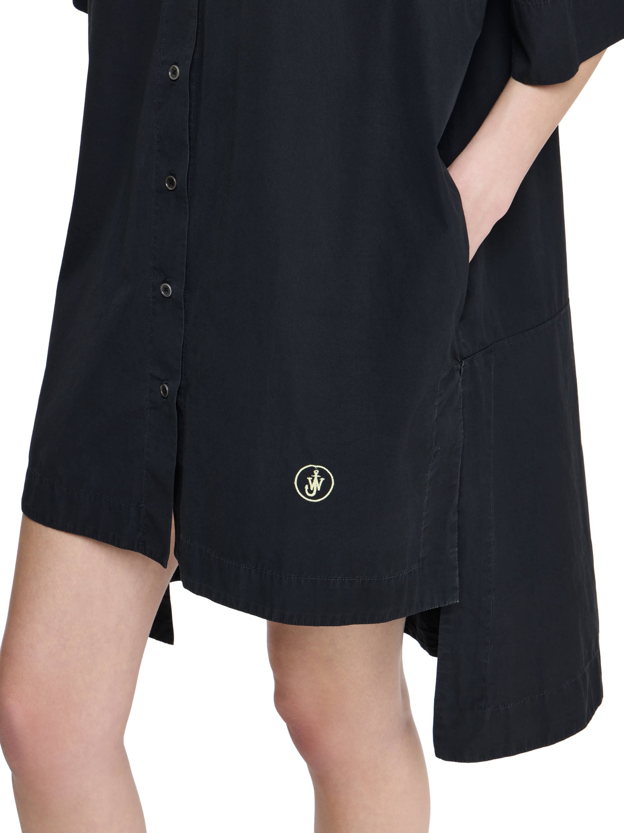 Robe Chemise À Manches Courtes Et Ourlet Échalonné - Washed Black