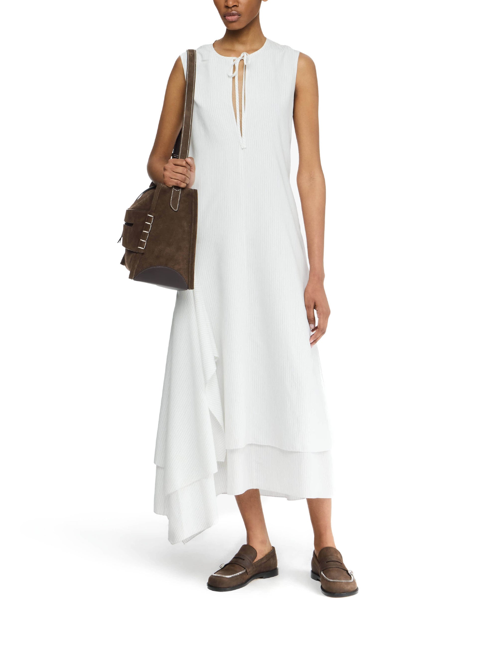 Robe longue sans manches - Off White & Grey