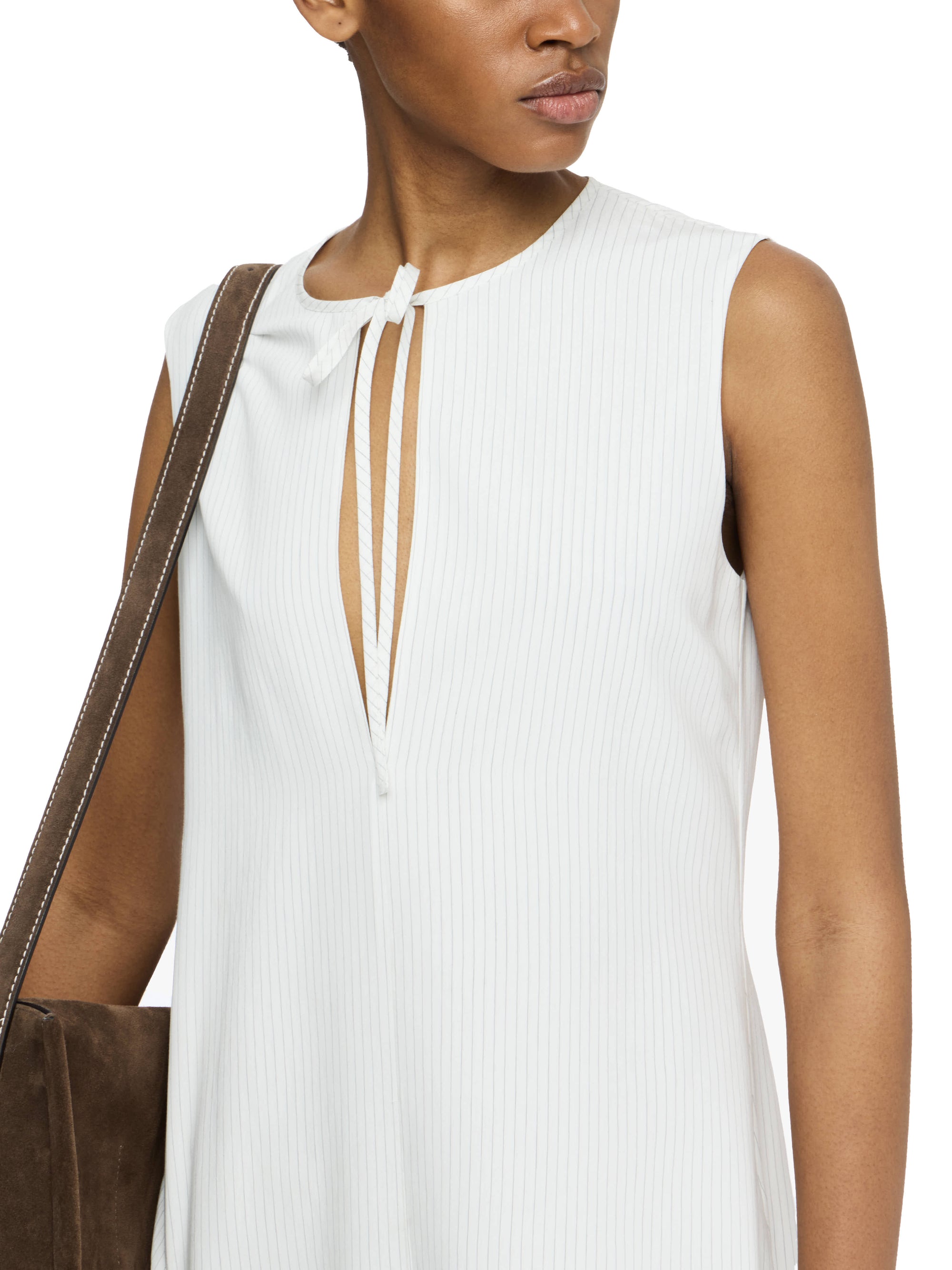 Robe Sans Manches À Double Épaisseur - Off White/Grey