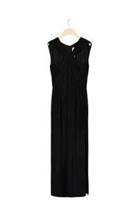 Long dress with twist collar - Black