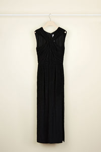 Long dress with twist collar - Black