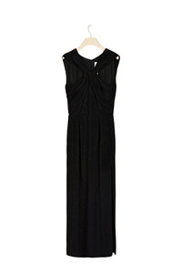 Long dress with twist collar - Black