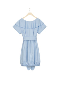 Cotton scoop dress with cross-over back - Blueberry