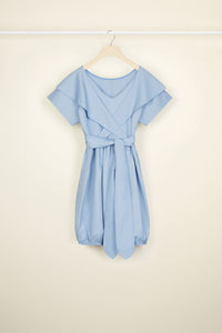 Robe boule en coton à dos croisé - Blueberry